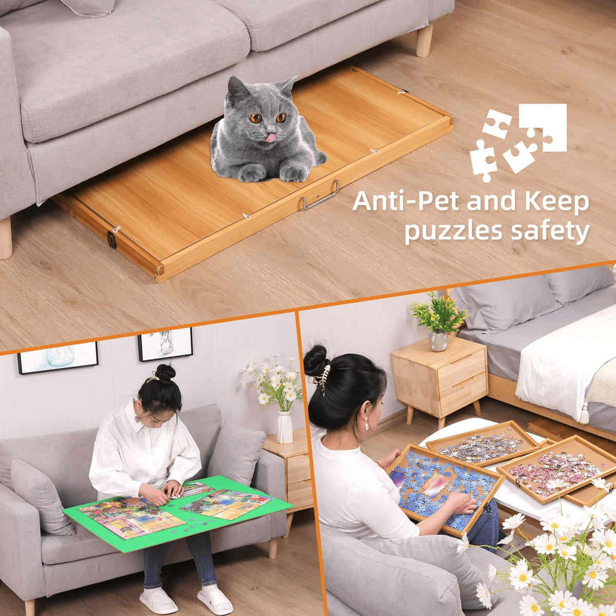 1500pcs Portable Jigsaw Puzzle Table with 4 Drawers N850