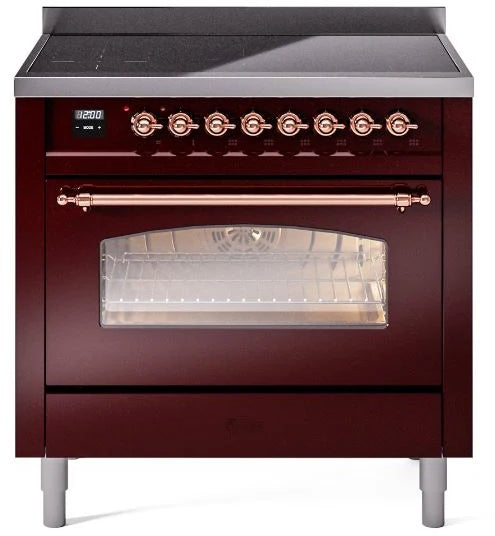 36 Induction Range with Electric Oven in Burgundy C8396