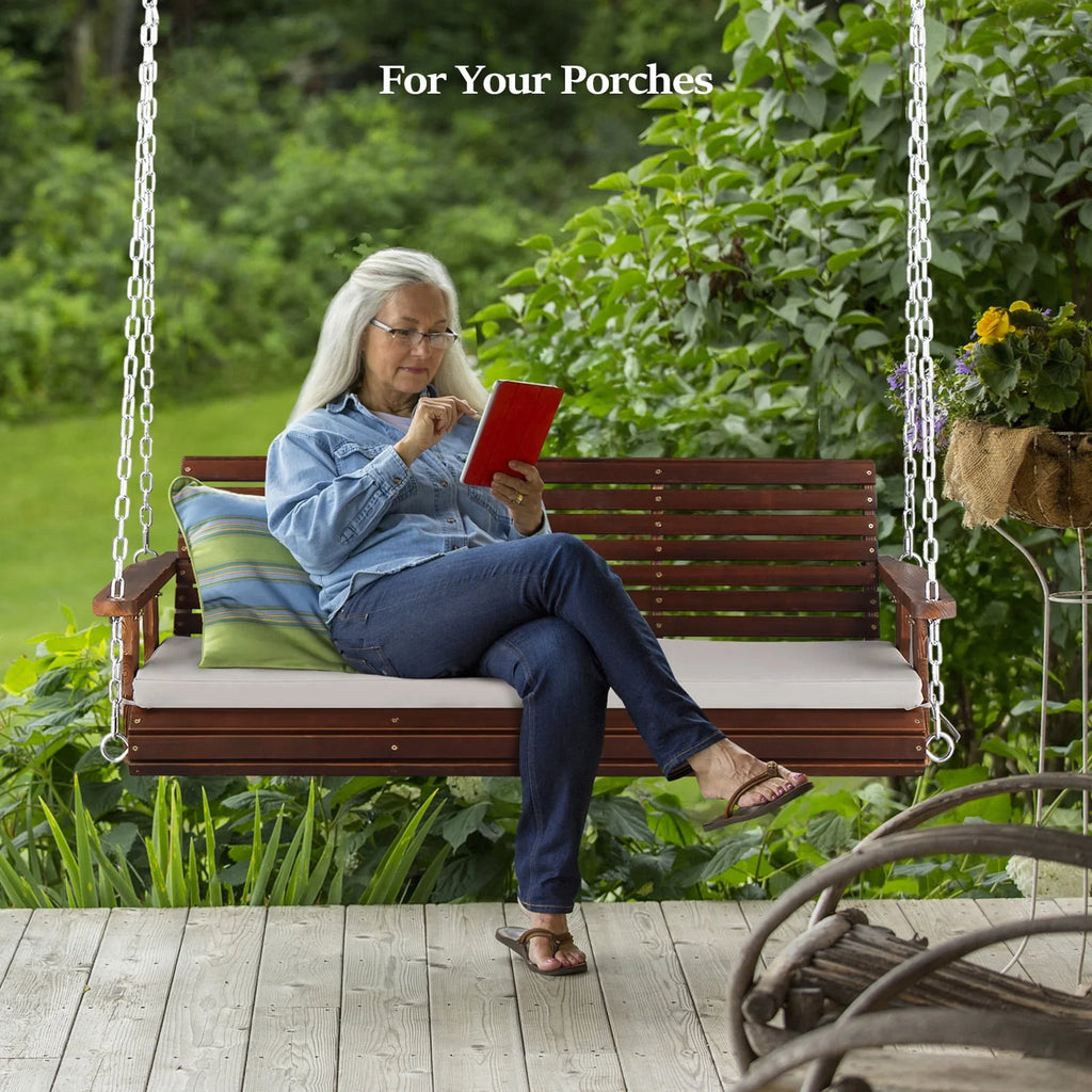 5 ft Brown Wooden Porch Swing J9555