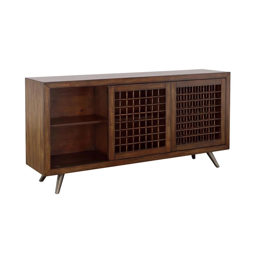 Brown Wood Credenza with Sliding Doors F2197