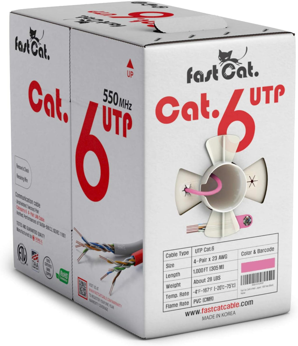 Cat6 Ethernet Cable 1000ft 23 AWG Solid Bare Copper Orange I693063