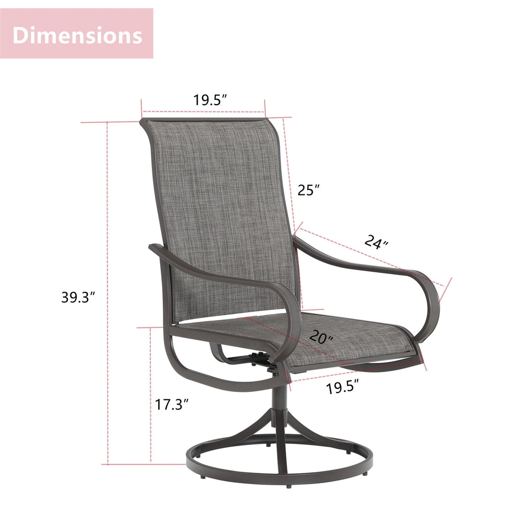 Patio Swivel Dining Chairs Set of 2 Black Steel Frame G9170