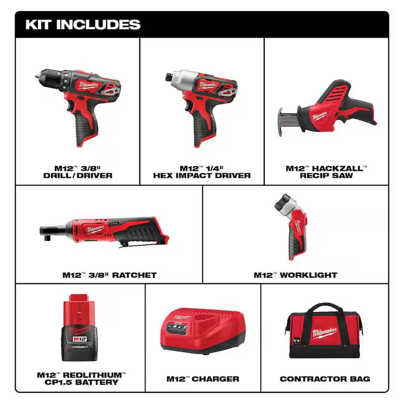 12-Volt Cordless 5-Tool Combo Kit with 25-Piece Screwdriver Bit Set X9984