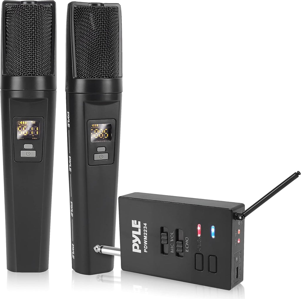 Portable Dual Wireless Microphone System with 2 Handheld Transmitter and 1 Receiver G6308