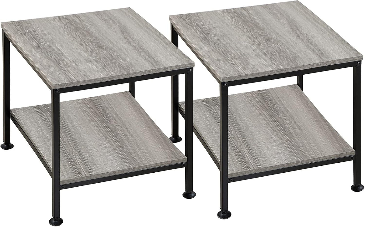 20 Inch 2 Tiers Square End Table Set of 2 U632