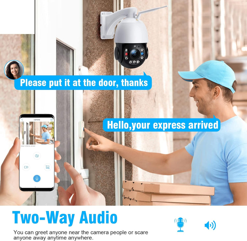PTZ Security Camera Outdoor 30X Optical Zoom WiFi 5MP IP Camera Night Vision 2-Way Audio IP66 Waterproof W9649