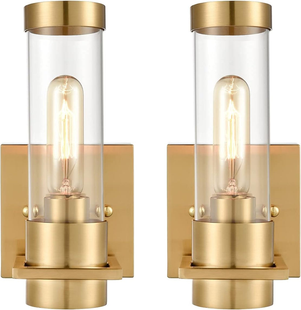 Brass Gold Frosted Glass Wall Sconce 2 Pack D6533
