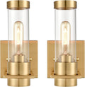 Brass Gold Frosted Glass Wall Sconce 2 Pack D6533