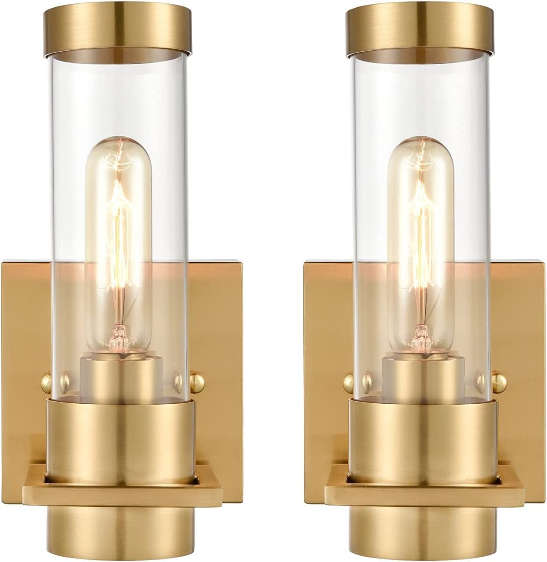 Brass Gold Frosted Glass Wall Sconce 2 Pack D6533