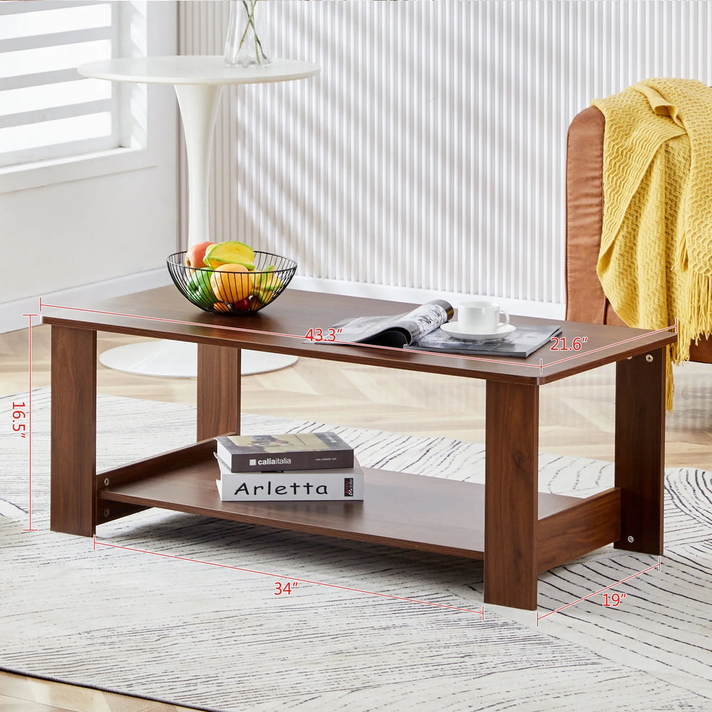 2-Tier Wood Coffee Table with Storage Z176059