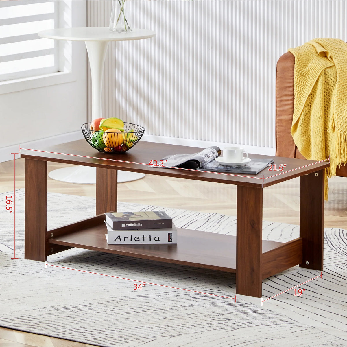 2-Tier Wood Coffee Table with Storage Z176059