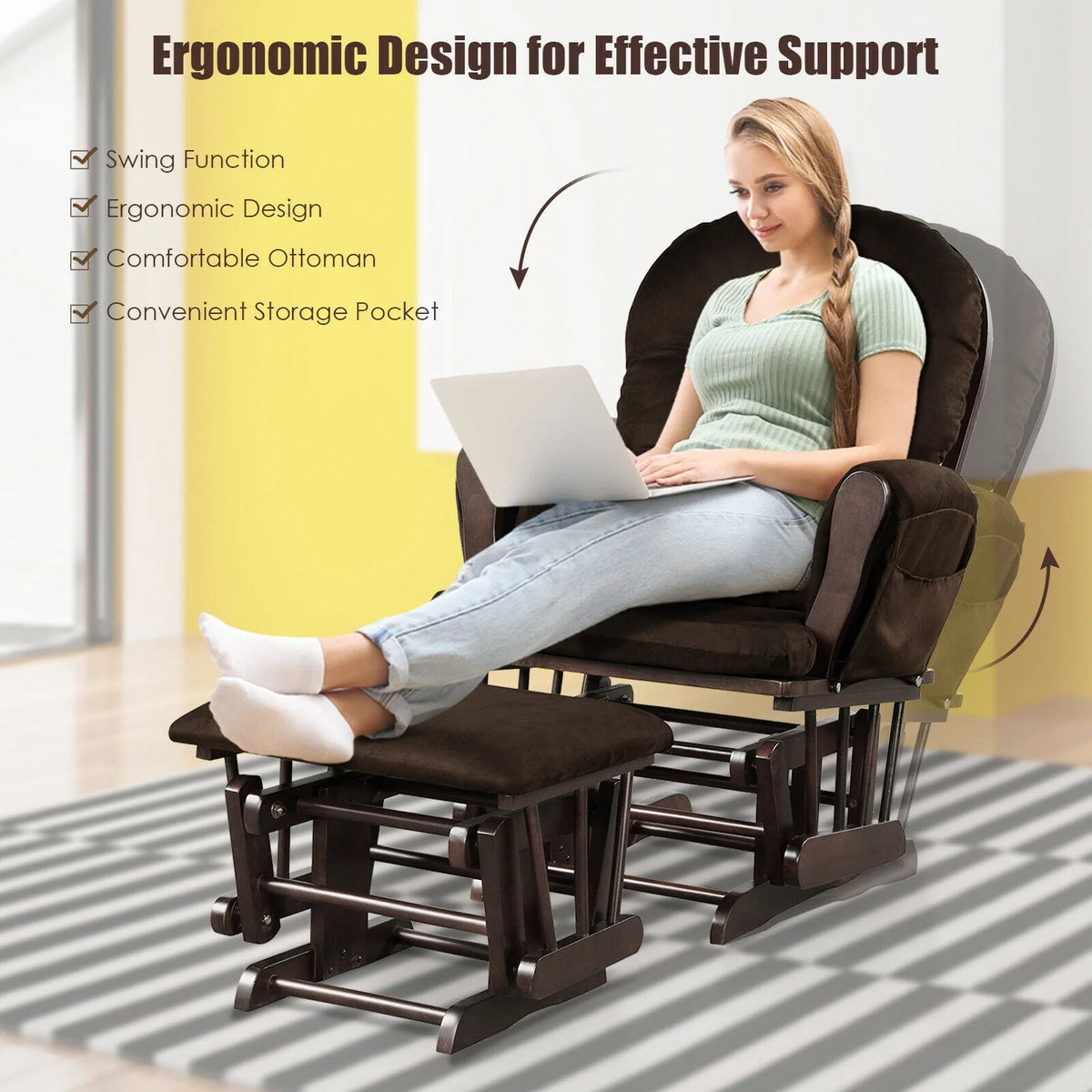 Beige Glider and Ottoman Cushion Set N42290