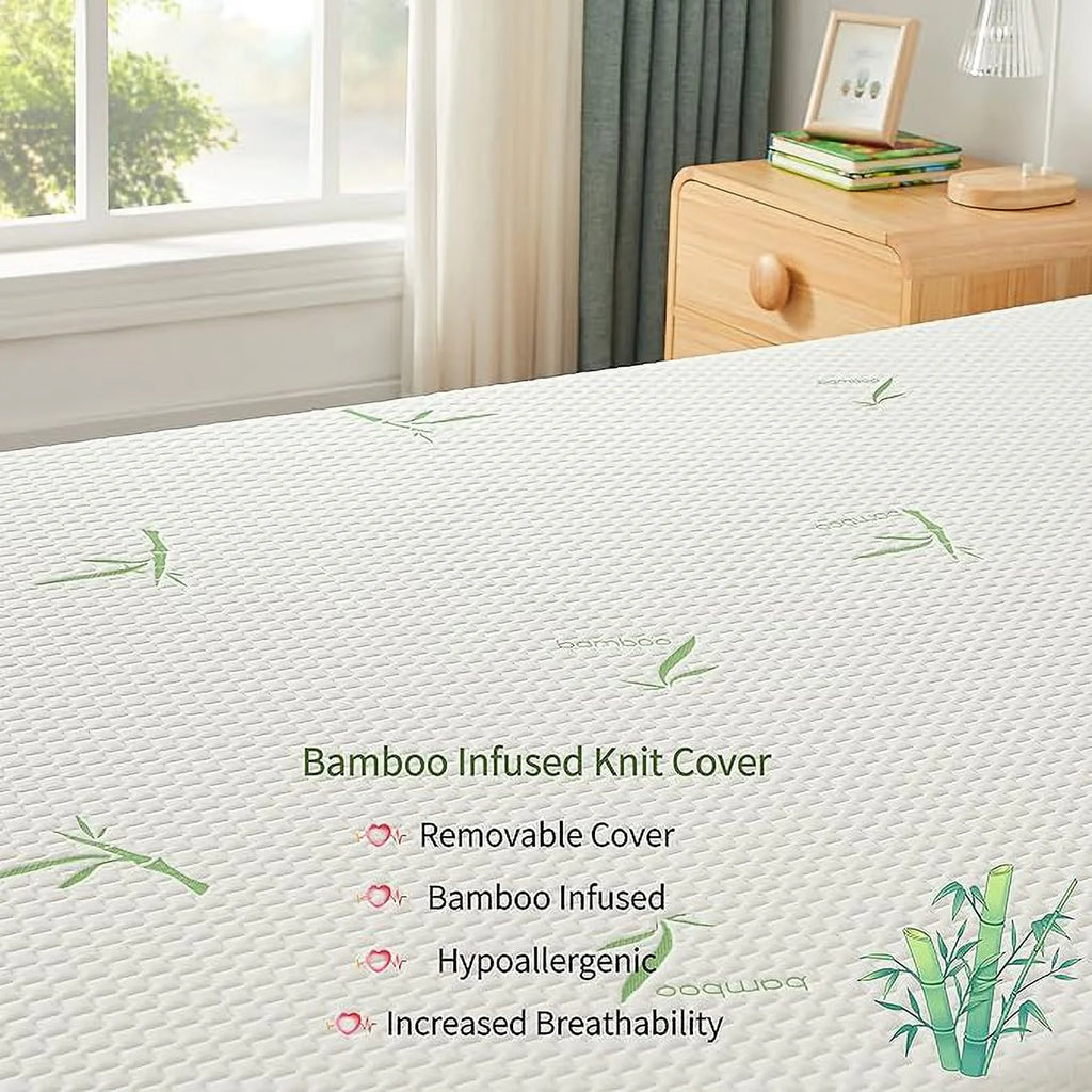 Queen 8 inch Green Tea Gel Memory Foam Mattress with Bamboo Knit Cover K2124