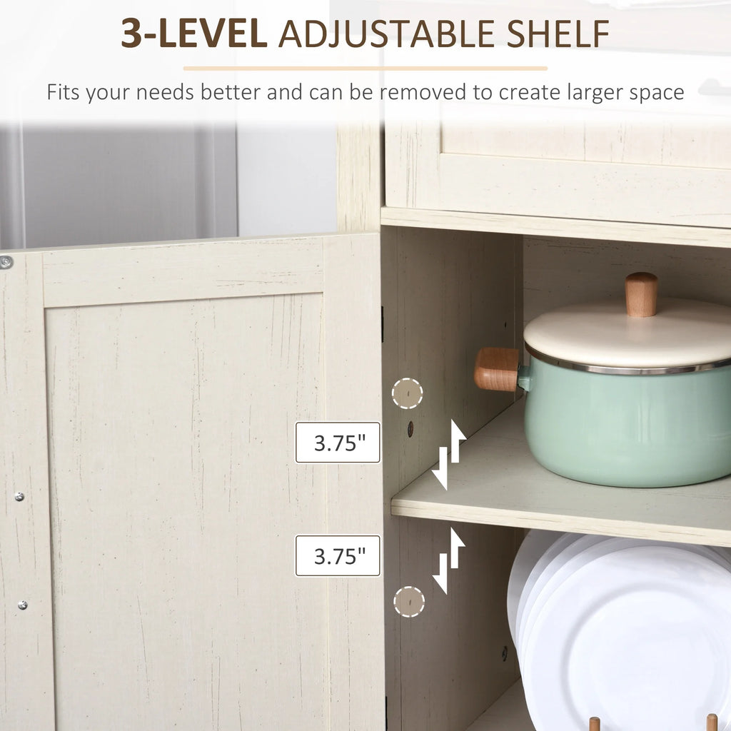 White Wooden Sideboard Buffet Cabinet with Drawer and Adjustable Shelf Y9168