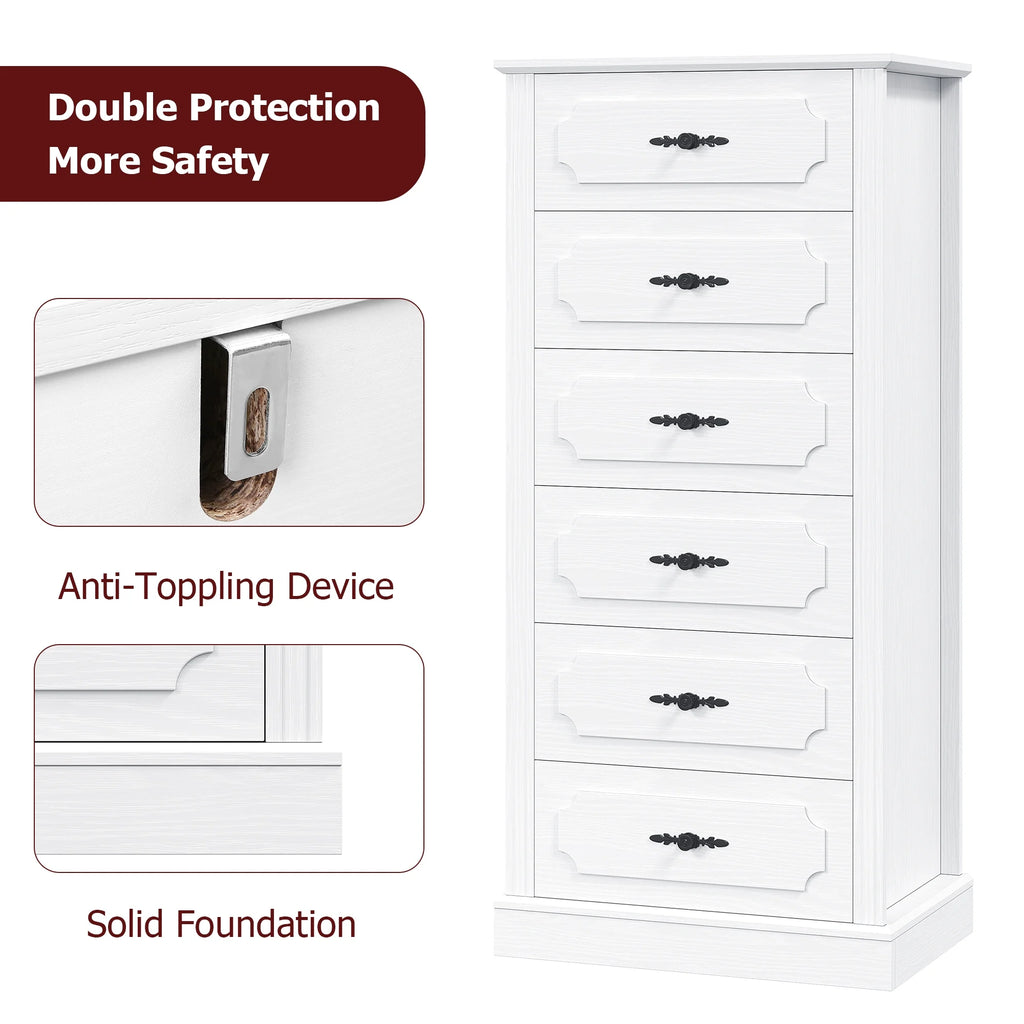 White 6 Drawer Wood Dresser F389237