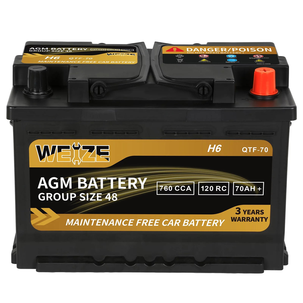 12v 70ah H6 Automotive Battery Q8188