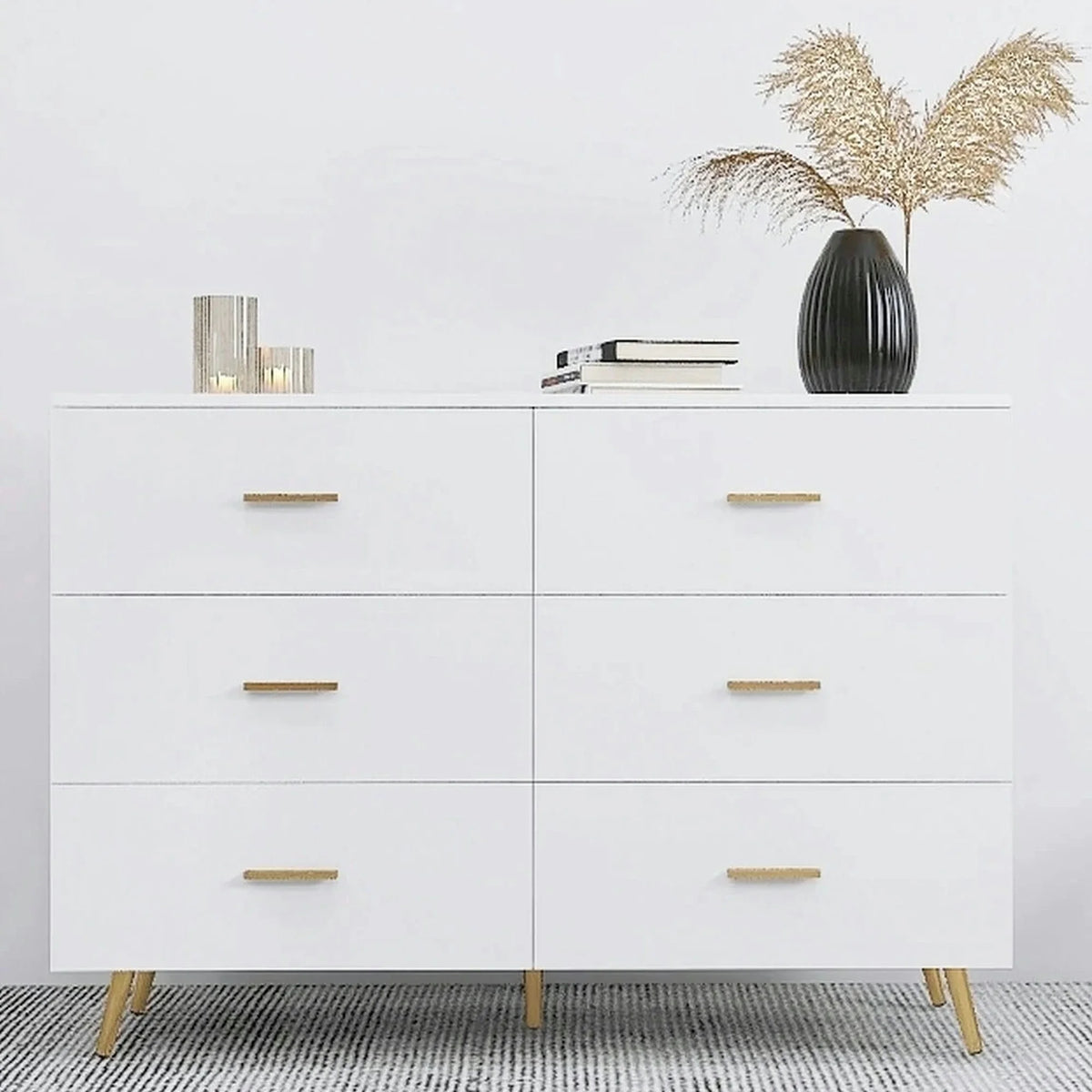 White 6 Drawer Dresser B211