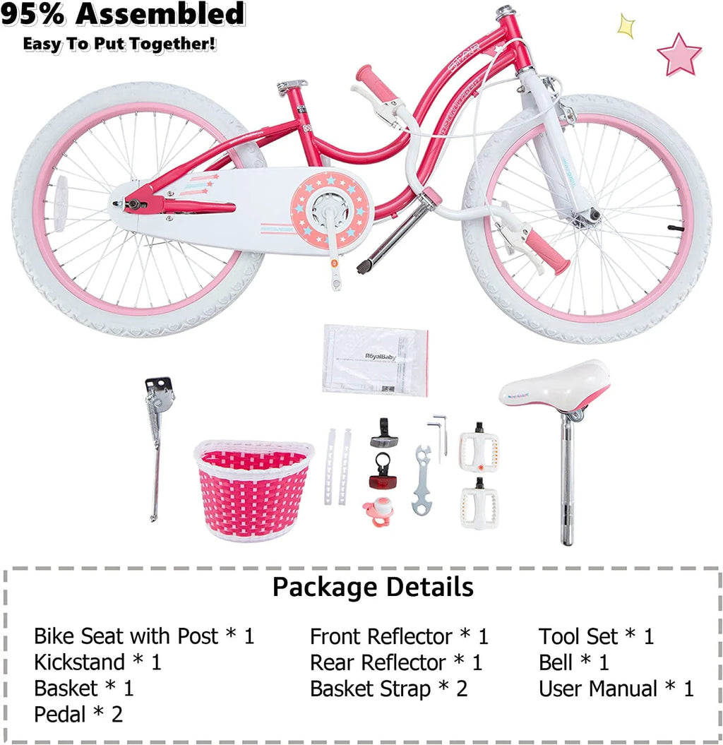 20 Inch Kids Bike with Kickstand Basket Pink C18434