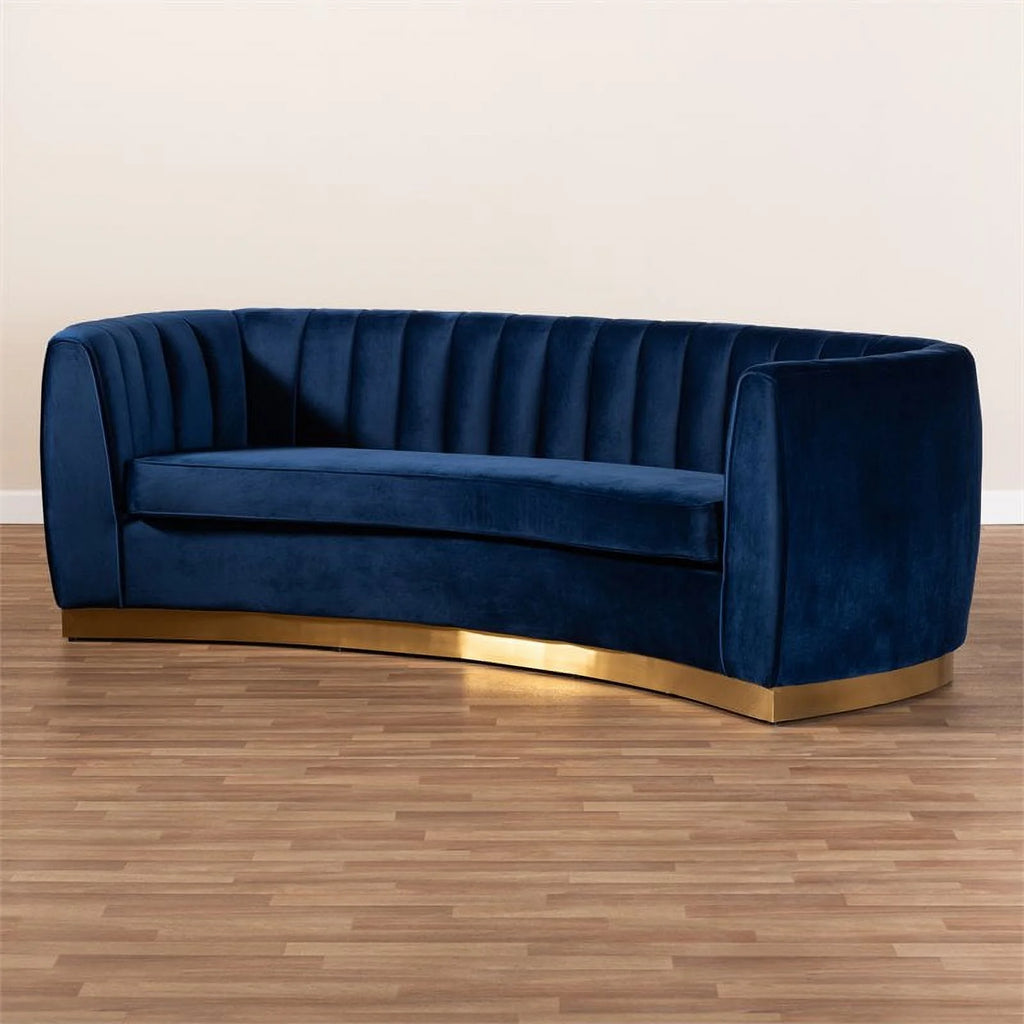 Mid-Century Velvet Upholstered Sofa O6243