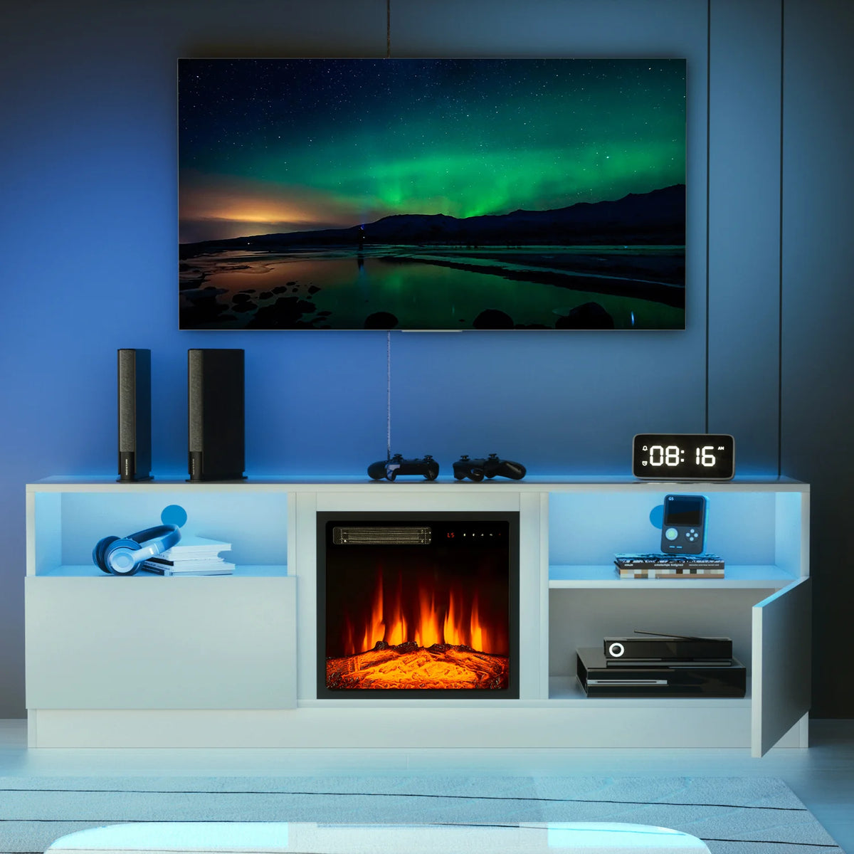 65 Fireplace TV Stand with Electric Fireplace J477094