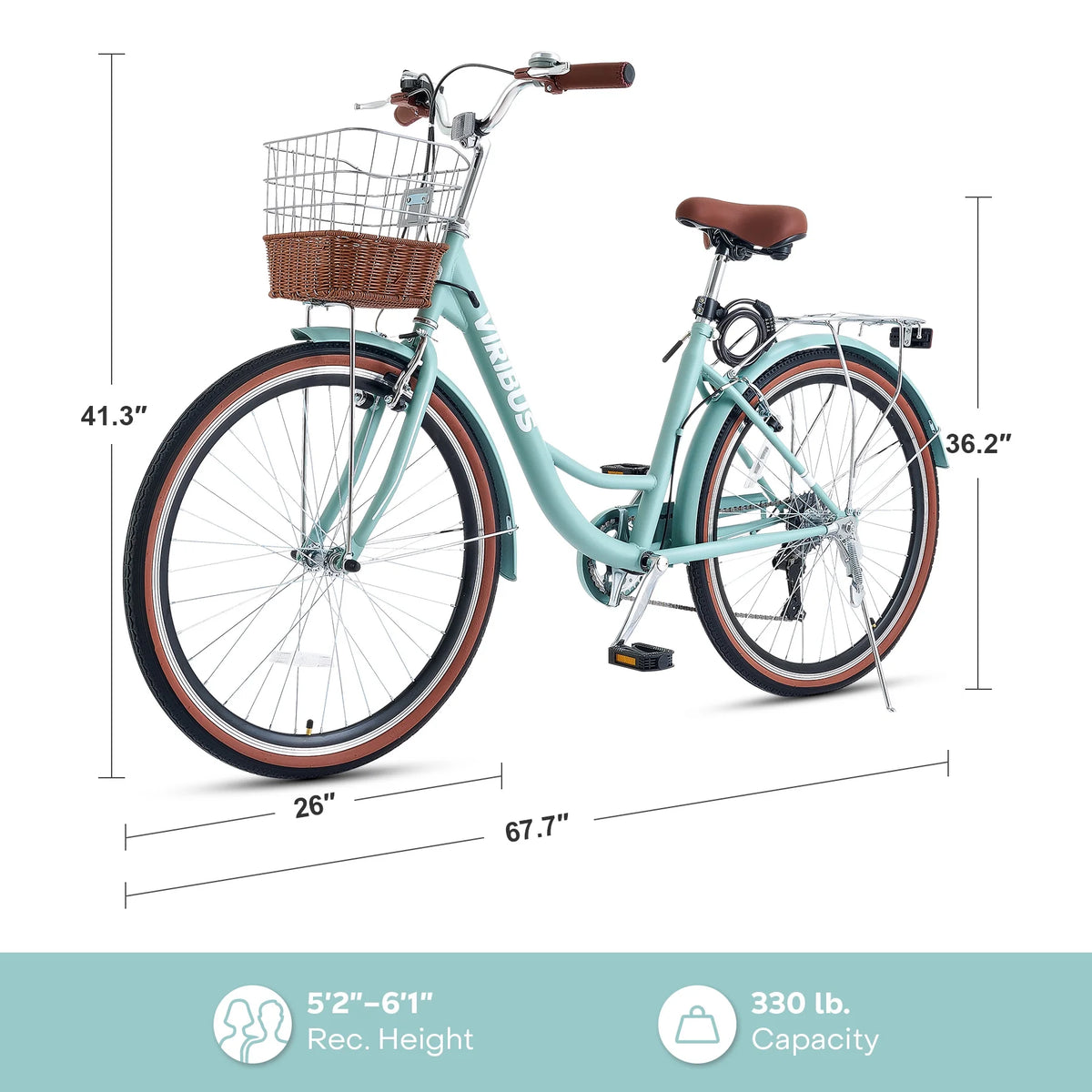 26 Inch 7 Speed Cruiser Bicycle with Basket U263698