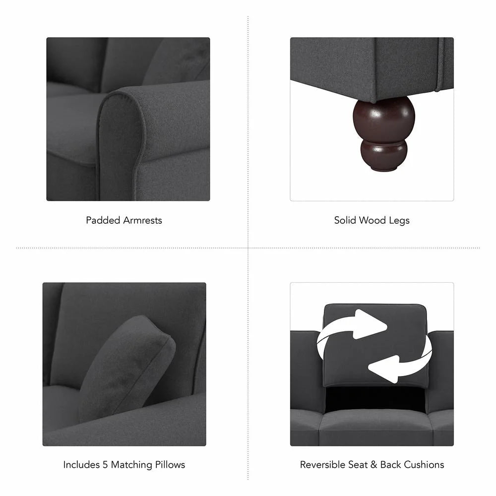 Charcoal Gray Herringbone U Shaped Couch with Chaise X6552