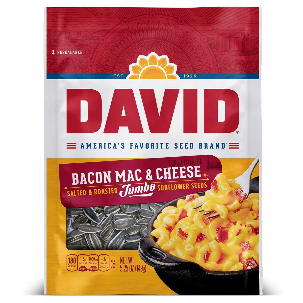 Roasted and Salted Bacon Mac & Cheese Sunflower Seeds, 5.25 oz, 12 Pack Y222