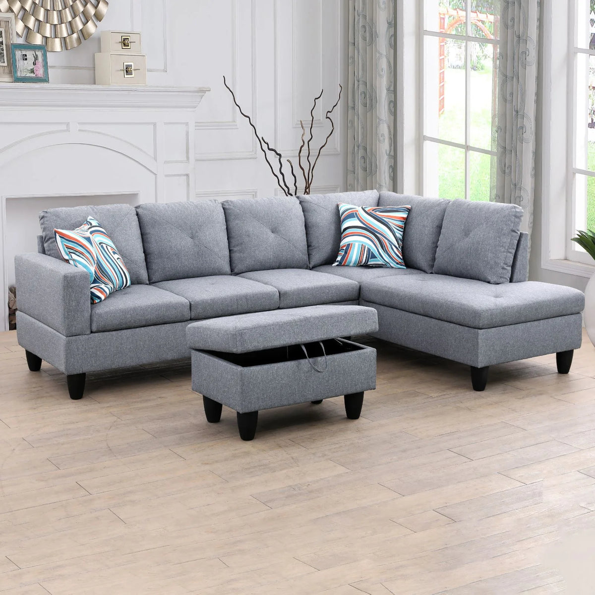 Linen L-Shape Sectional Sofa C815