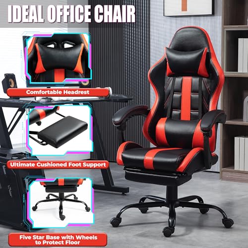 Black Ergonomic High Back Massage Gaming Chair with Footrest Q279372