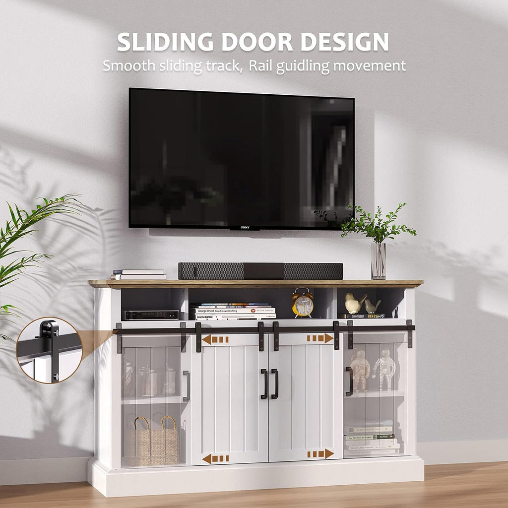 Farmhouse Sliding Barn Door TV Stand for TVs up to 65 Inch J3862