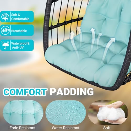 Egg Chair with Stand Rattan Wicker Hanging Swing Hammock Chair 350LBS Capacity X9995