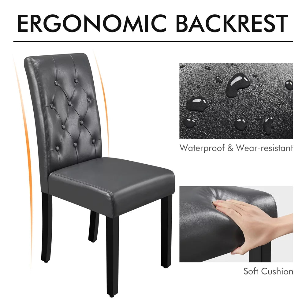 Faux Leather Dining Chairs with Wood Legs Set of 6 Gray P19668