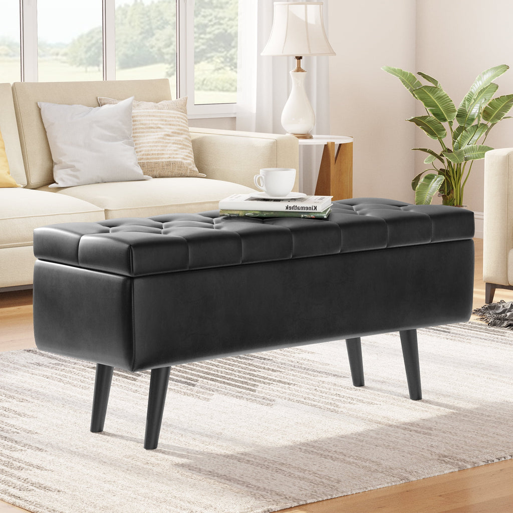 Faux Leather Storage Ottoman Bench G128