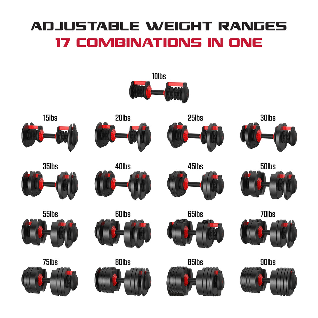 Adjustable Dumbbell 10-90 lbs Black X61625