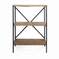 Brown Metal Wood Bookcase with 3 Shelves U6870