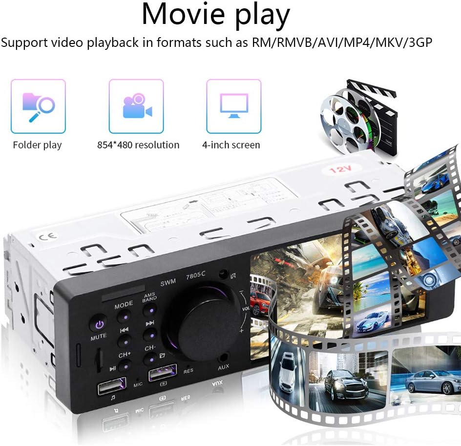 1 Din Car Radio 4.1 Inch Touch Screen Bluetooth Dual USB AUX SD Z247895