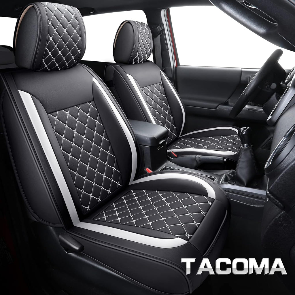 Waterproof Faux Leather Car Seat Covers Full Set Black-White H1986
