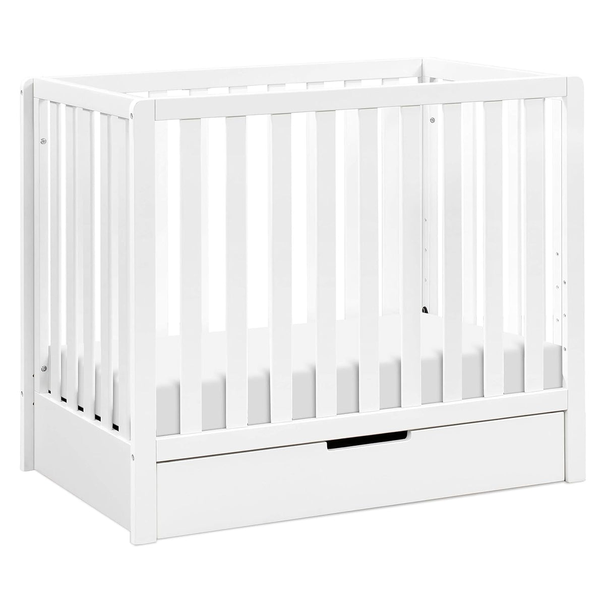 White 4-in-1 Convertible Mini Crib with Trundle Drawer Z441333