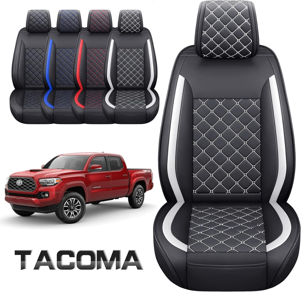 Waterproof Faux Leather Car Seat Covers Full Set Black-White H1986