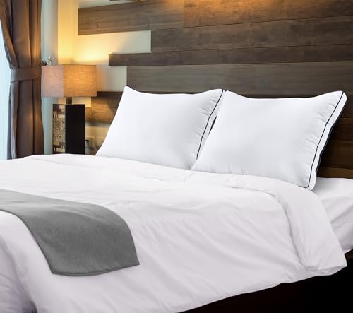 King Size White Set of 2 Gusseted Bed Pillows J486631