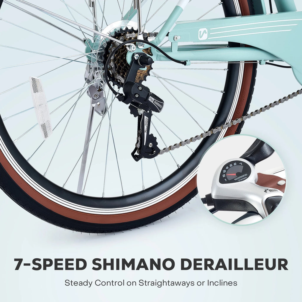 26 Inch 7 Speed Cruiser Bicycle with Basket U263698