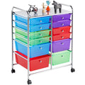 12 Drawer Rolling Storage Cart with Castors, Black T828