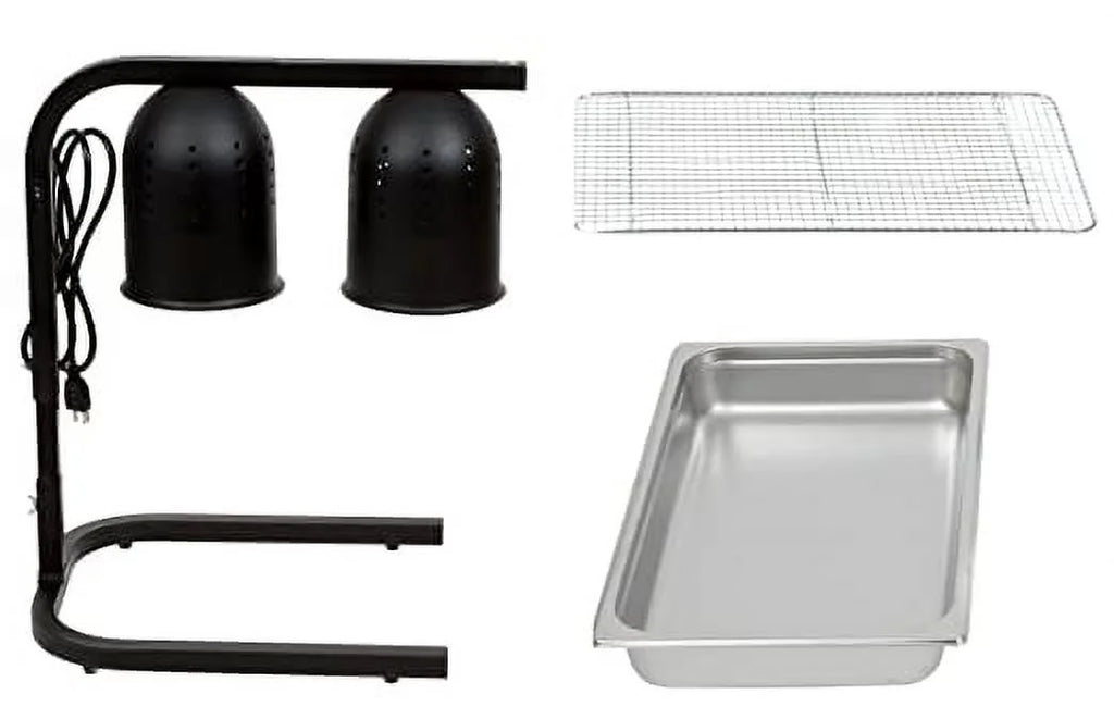 Black Portable Heat Lamp Warmer with Pan and Grate Y2461