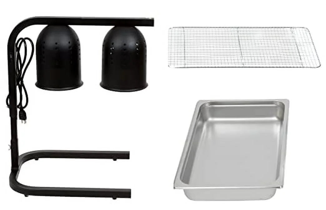 Black Portable Heat Lamp Warmer with Pan and Grate Y2461