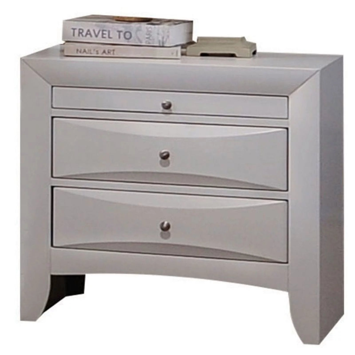 White 2 Drawer Wood Nightstand K75578