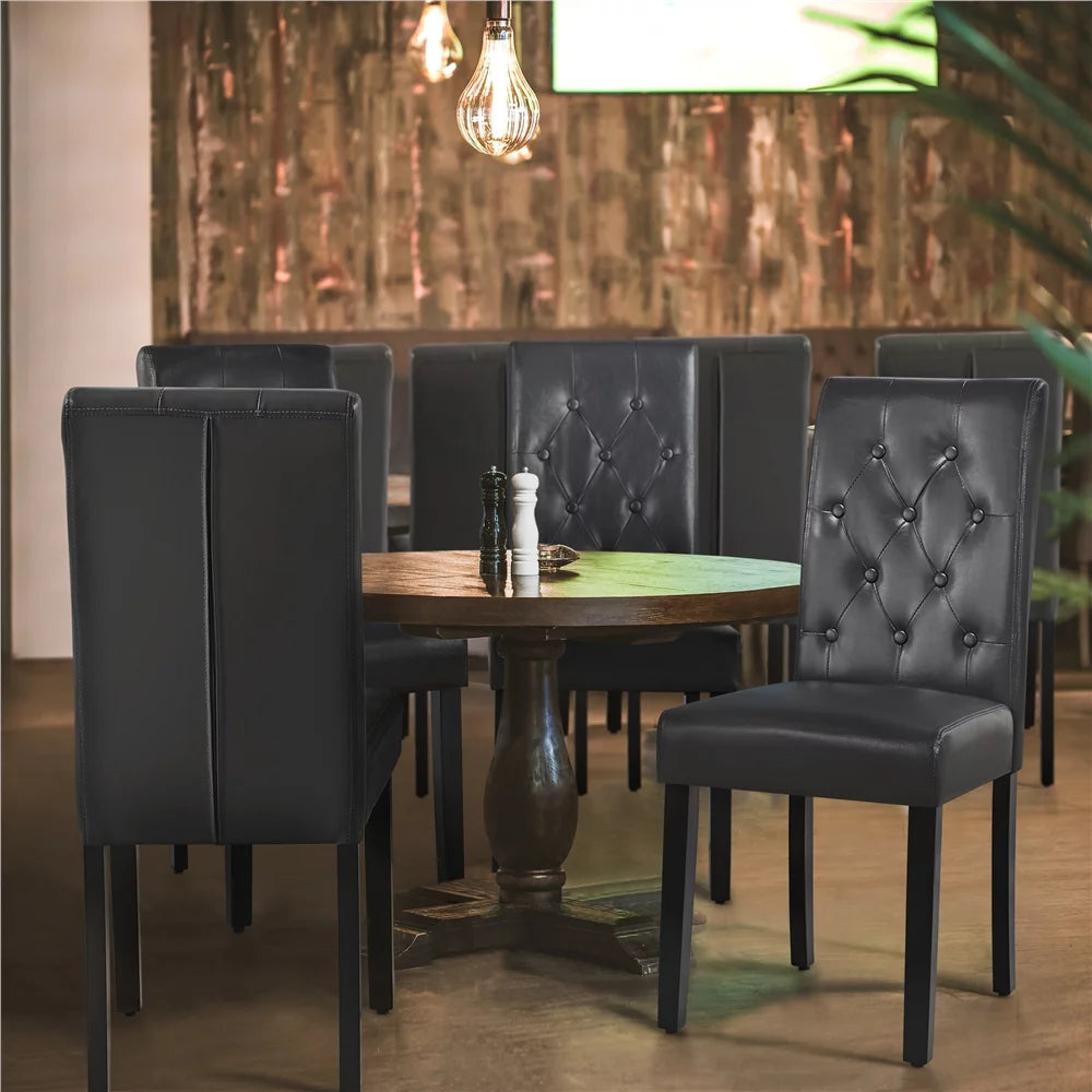 Faux Leather Dining Chairs with Wood Legs Set of 6 Gray P19668