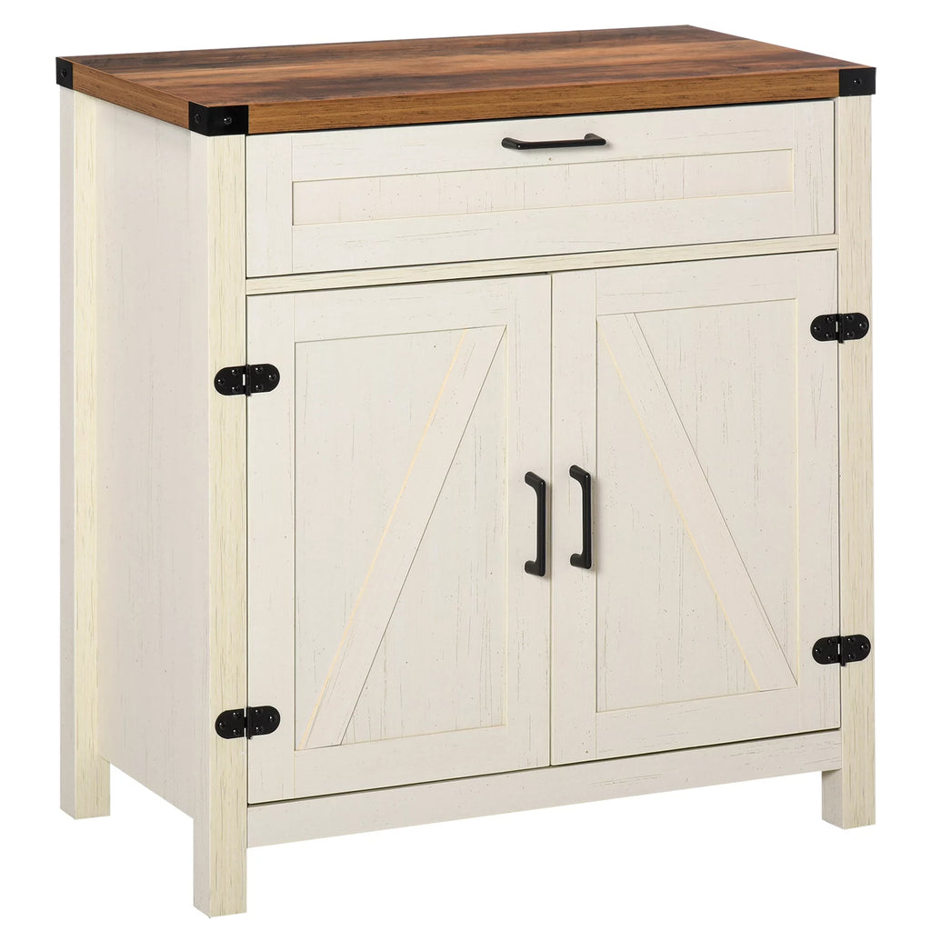 White Wooden Sideboard Buffet Cabinet with Drawer and Adjustable Shelf Y9168