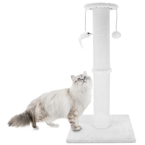 34 Inches Sisal Rope Cat Scratching Post with Hanging Ball S3857