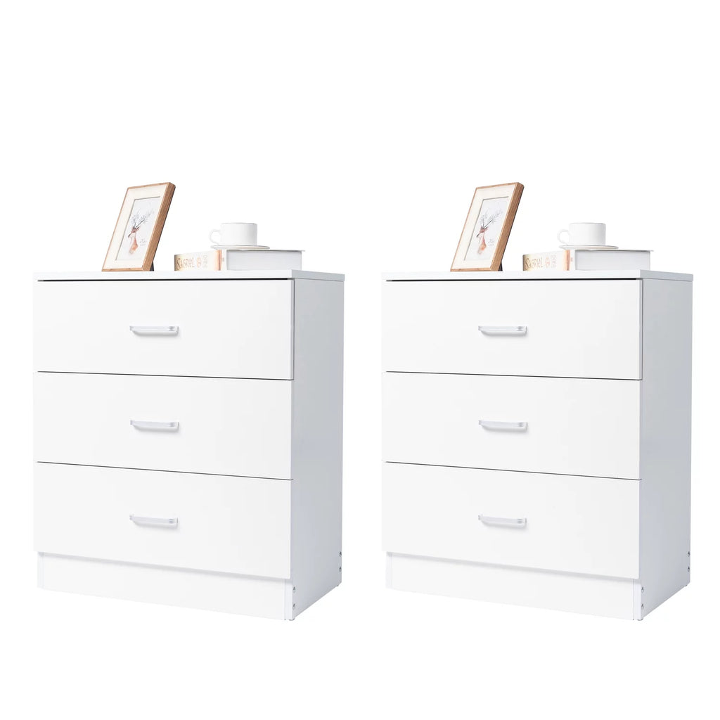 Set of 2 White 3 Drawer Dresser B768