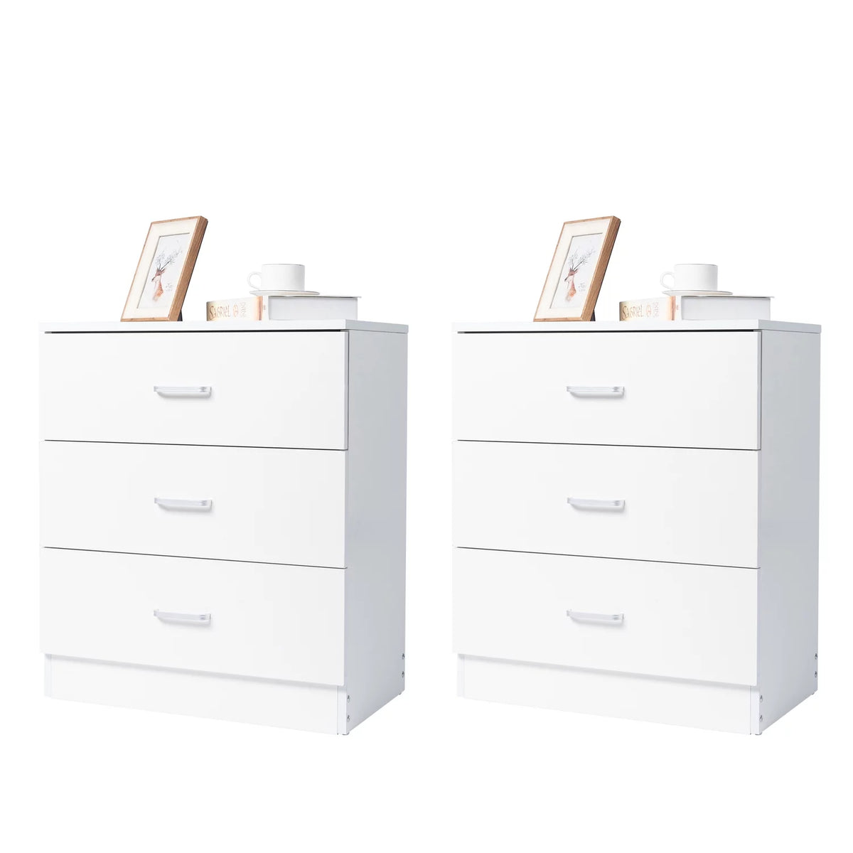 Set of 2 White 3 Drawer Dresser B768